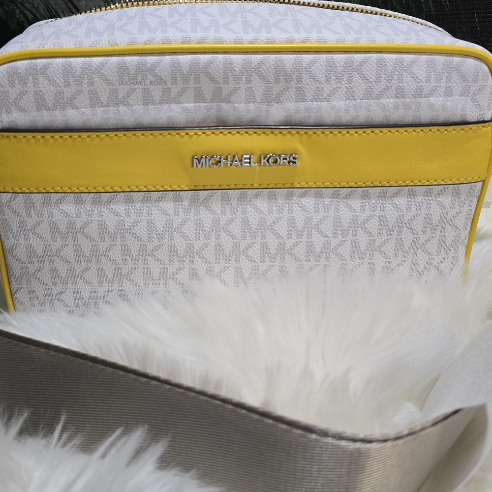 Michael Kors Yellow and White Crossbody Bag